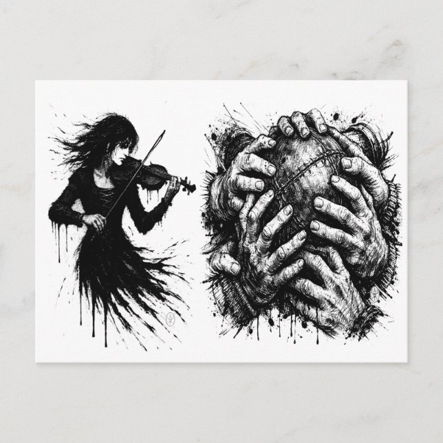 Orkney Ba Grasping Hands Postcard (Front)