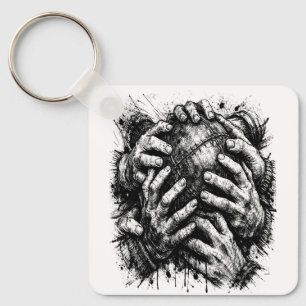 Orkney Dark Art Ink Illustration – Grasping Hands Key Ring
