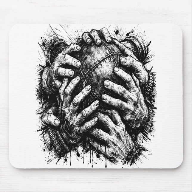 Orkney Dark Art Ink Illustration – Grasping Hands  Mouse Mat (Front)