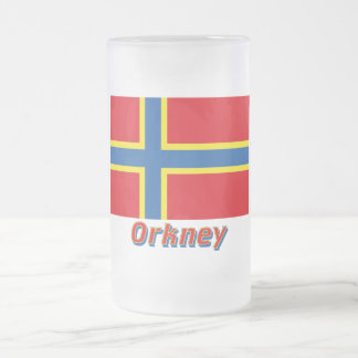 Orkney Flag with Name Frosted Glass Beer Mug