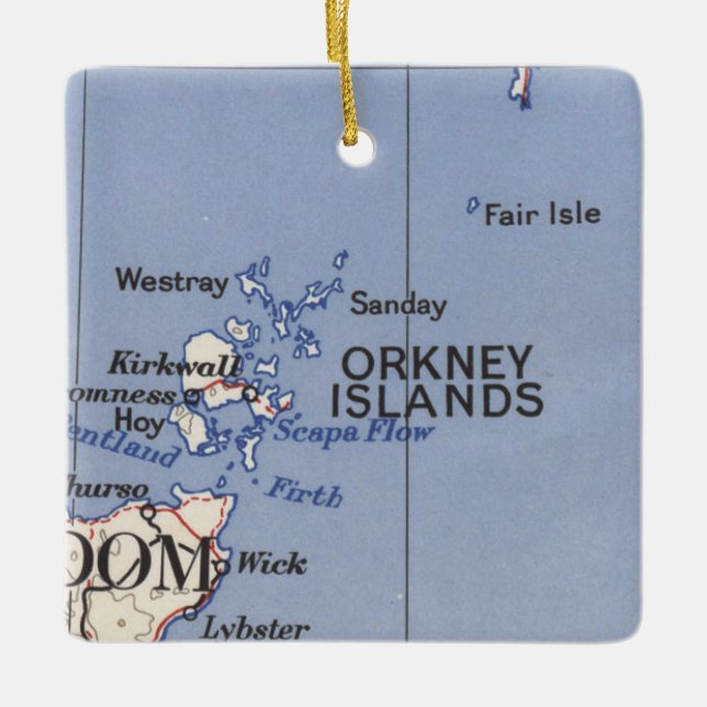 Orkney Islands Vintage Map Ceramic Ornament (Front)