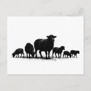 Orkney Sheep — Ink Silhouette Flock Postcard