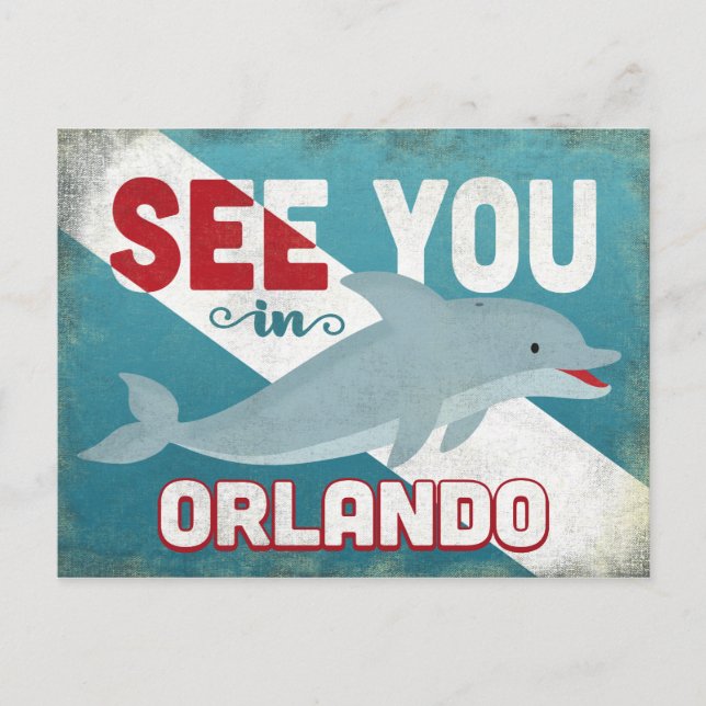 Orlando Dolphin - Retro Vintage Travel Postcard (Front)