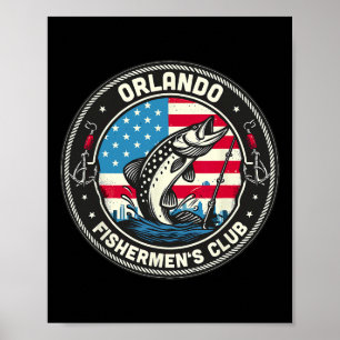 Orlando Fishermen's Club American Flag Fishing Poster