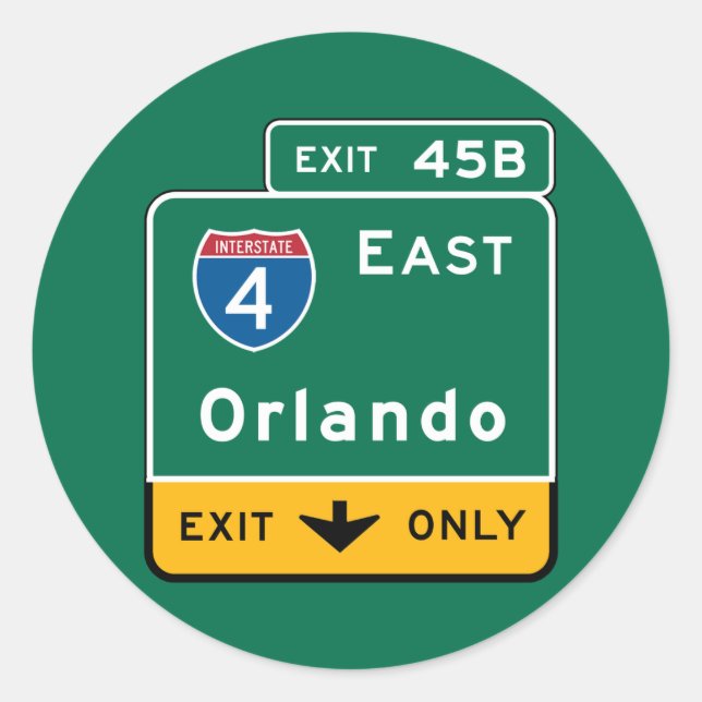 Orlando, FL Road Sign Classic Round Sticker (Front)