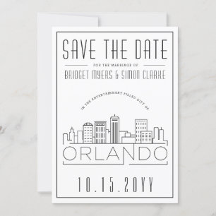 Orlando, Fl Wedding Stylised Skyline Save-the-Date Invitation