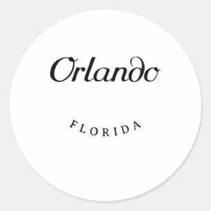 Orlando Florida Black Font Classic Round Sticker