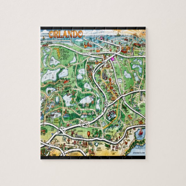 Orlando Florida Cartoon Map Jigsaw Puzzle (Vertical)