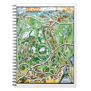 Orlando Florida Cartoon Map Notebook