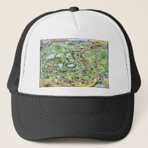 Orlando Florida Cartoon Map Trucker Hat