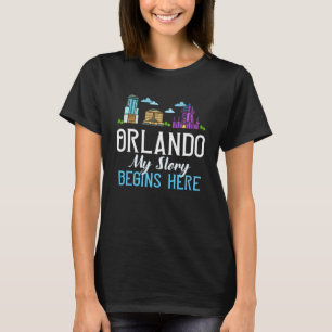 Orlando Florida City Skyline Map Travel  1 T-Shirt