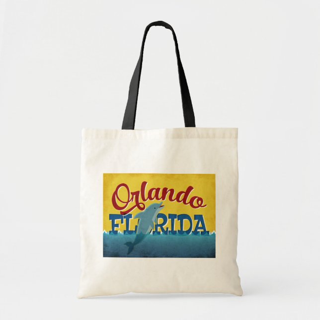 Orlando Florida Dolphin Retro Fun Tote Bag (Front)
