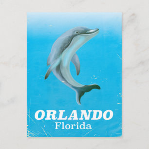Orlando florida dolphin vintage travel poster postcard