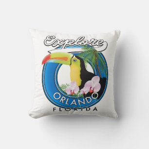 Orlando Florida Explore retro logo. Cushion