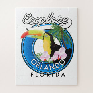 Orlando Florida Explore retro logo. Jigsaw Puzzle
