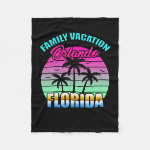 Orlando Florida Family Vacation Retro Sunset Fleece Blanket