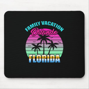 Orlando Florida Family Vacation Retro Sunset Mouse Mat