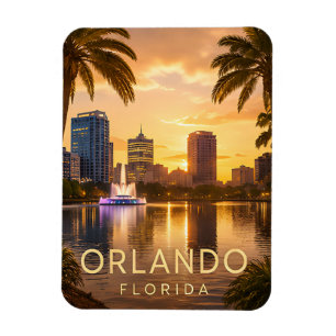 Orlando Florida Golden Sunset Cityscape Travel Magnet