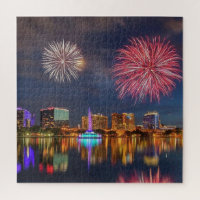 Orlando Florida Lake Eola Fireworks & Fountain