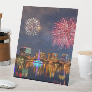 Orlando Florida Lake Eola Fireworks & Fountain Pedestal Sign