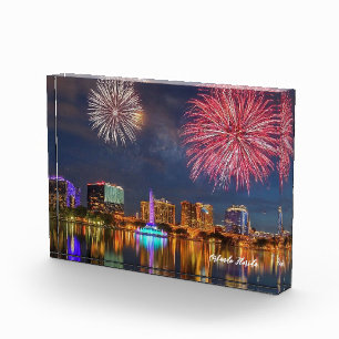 Orlando Florida Lake Eola Fireworks & Fountain Photo Block