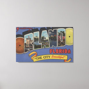 Orlando, Florida - Large Letter Scenes Canvas Print