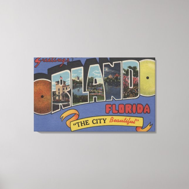 Orlando, Florida - Large Letter Scenes Canvas Print (Front)