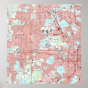 Orlando Florida Map (1995) Poster