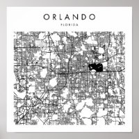 Orlando Florida Minimal Modern Street Map