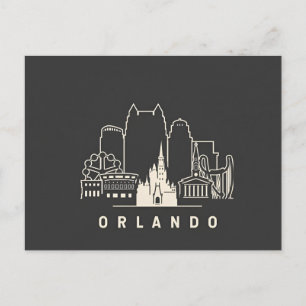 Orlando Florida Modern  Skyline Silhouette Art. Announcement Postcard