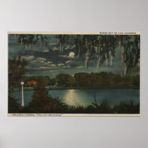 Orlando, Florida - Moonlit View of Lake Cherokee Poster