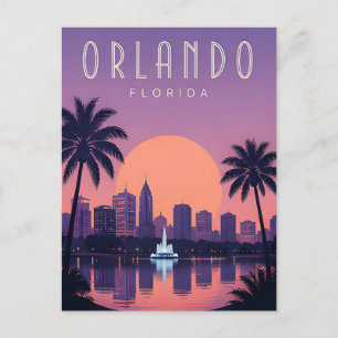 Orlando Florida Palm Sunset Skyline Vacation Postcard