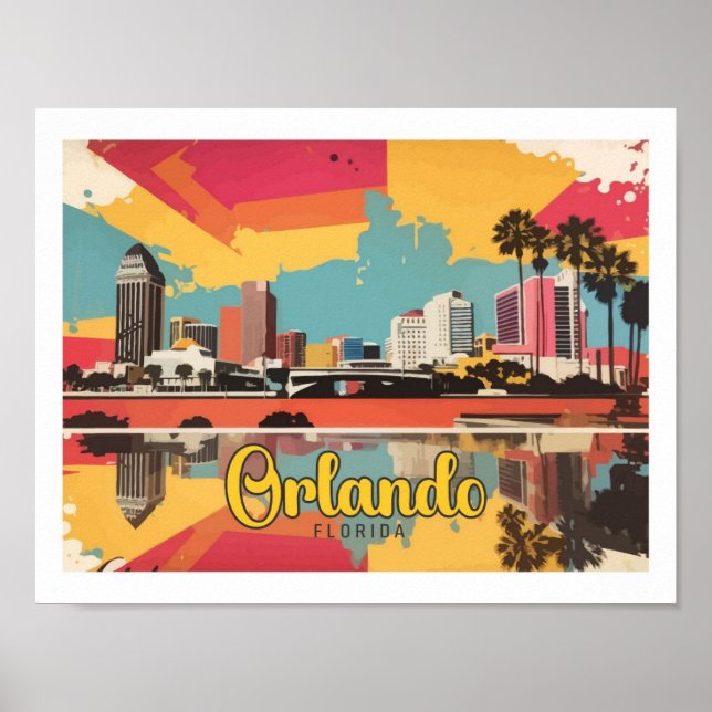 Orlando Florida Pop Art Travel Illustration Poster (Front)
