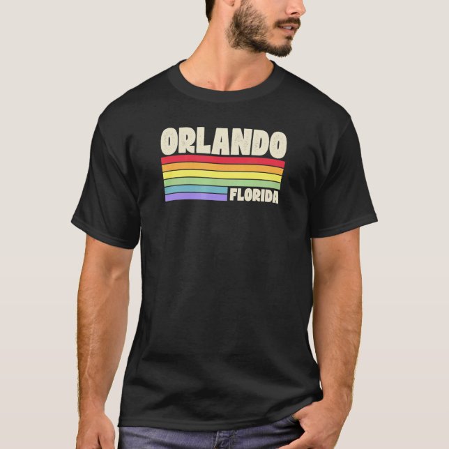 Orlando Florida Pride Rainbow Flag Gay Pride Merch T-Shirt (Front)