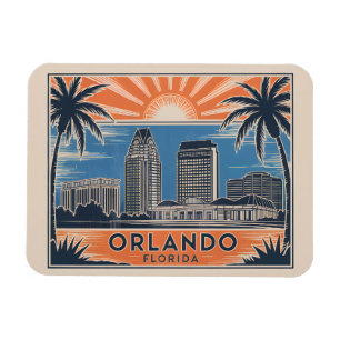 Orlando Florida Skyline Mid-Century Vintage Style Magnet