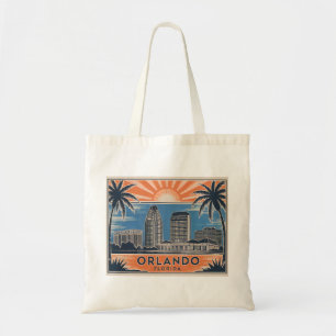 Orlando Florida Skyline Mid-Century Vintage Style Tote Bag