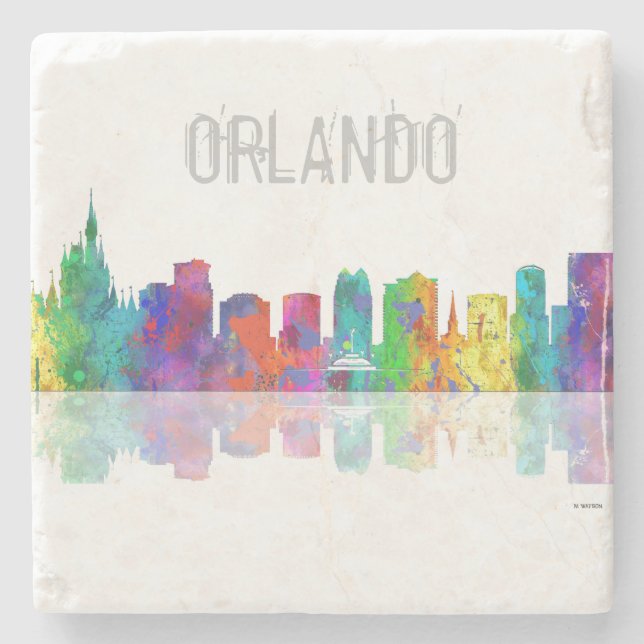 ORLANDO, FLORIDA SKYLINE - Stone Drinks Coaster (Front)
