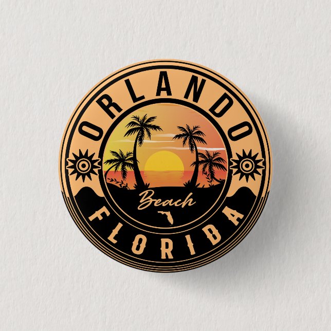 Orlando Florida tropical Retro Sunset Souvenirs 3 Cm Round Badge (Front)