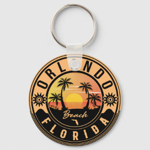 Orlando Florida tropical Retro Sunset Souvenirs Key Ring