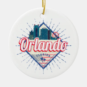 Orlando Florida United States Skyline Vintage USA Ceramic Tree Decoration