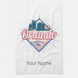 Orlando Florida United States Skyline Vintage USA Tea Towel