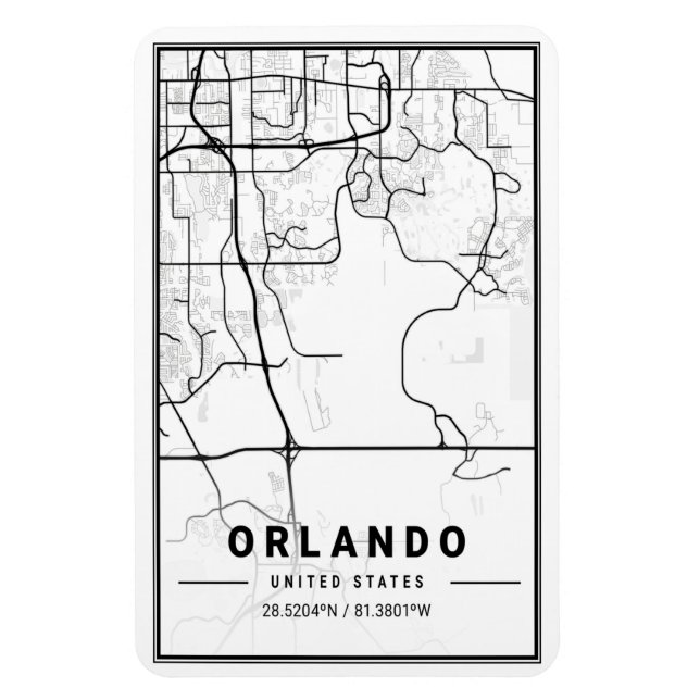 Orlando Florida USA Travel City Map Poster Magnet (Vertical)