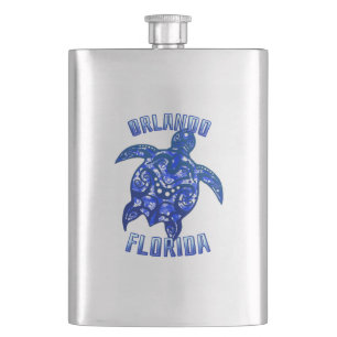 Orlando Florida Vacation Tribal Turtle Hip Flask
