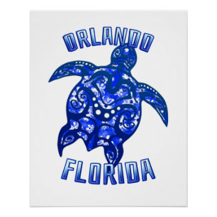 Orlando Florida Vacation Tribal Turtle Poster
