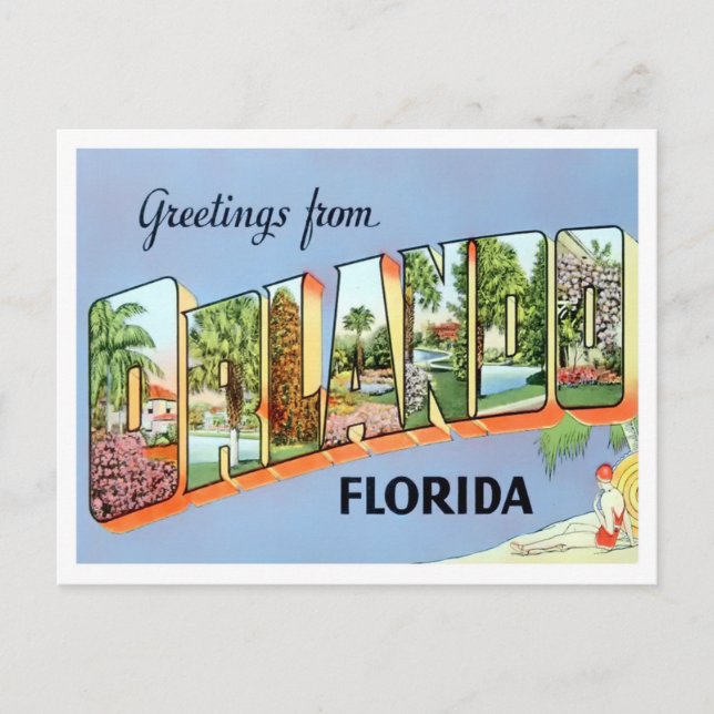 Orlando, Florida Vintage Big Letters Postcard (Front)