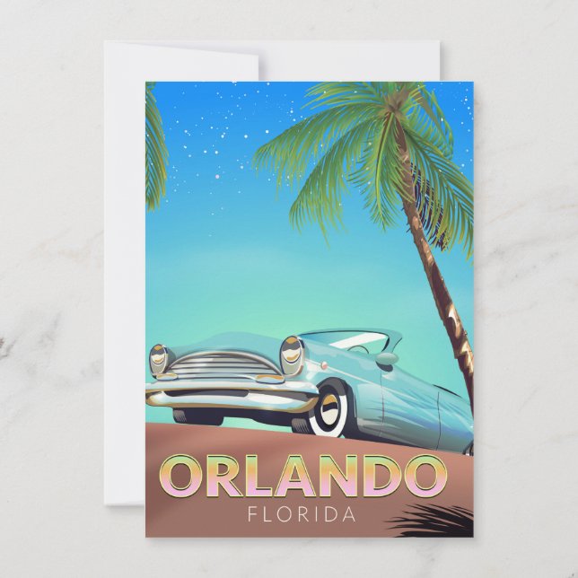 Orlando Florida vintage travel poster, Invitation (Back)