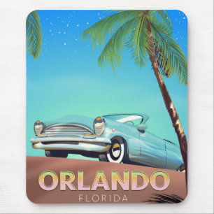 Orlando Florida vintage travel poster, Mouse Mat