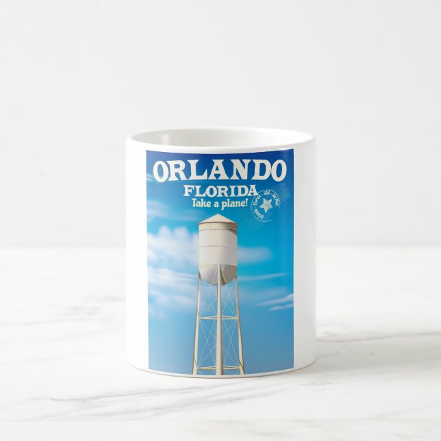 Orlando, Florida Water Tower travel print. Coffee Mug (Center)