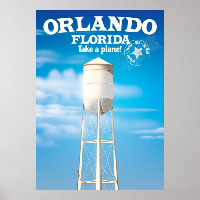 Orlando, Florida Water Tower travel print. Poster (Front)