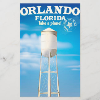 Orlando, Florida Water Tower travel print. Stationery